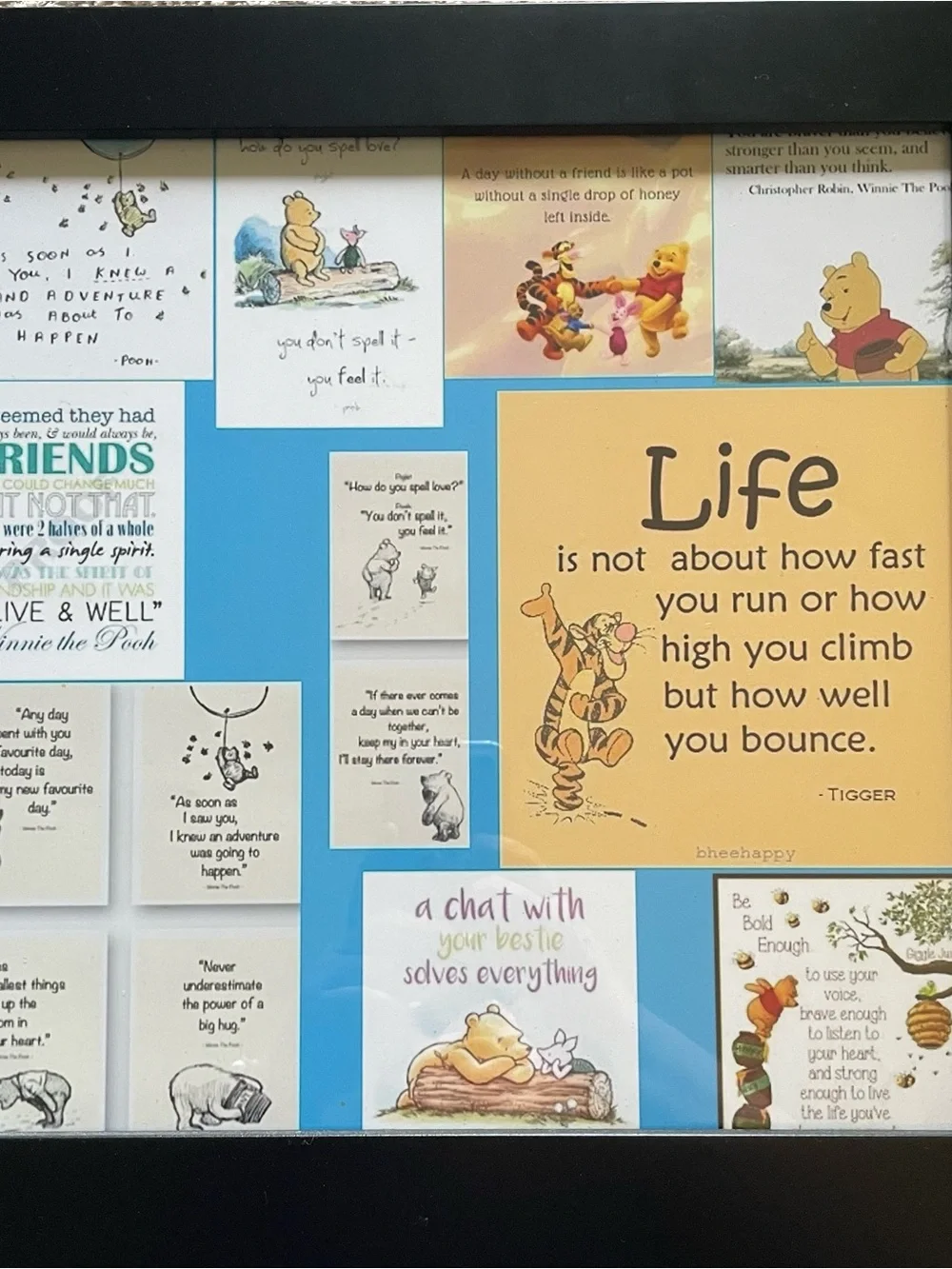 14.5”x14.5” Framed Home-made Winnie the Pooh Quote Collage